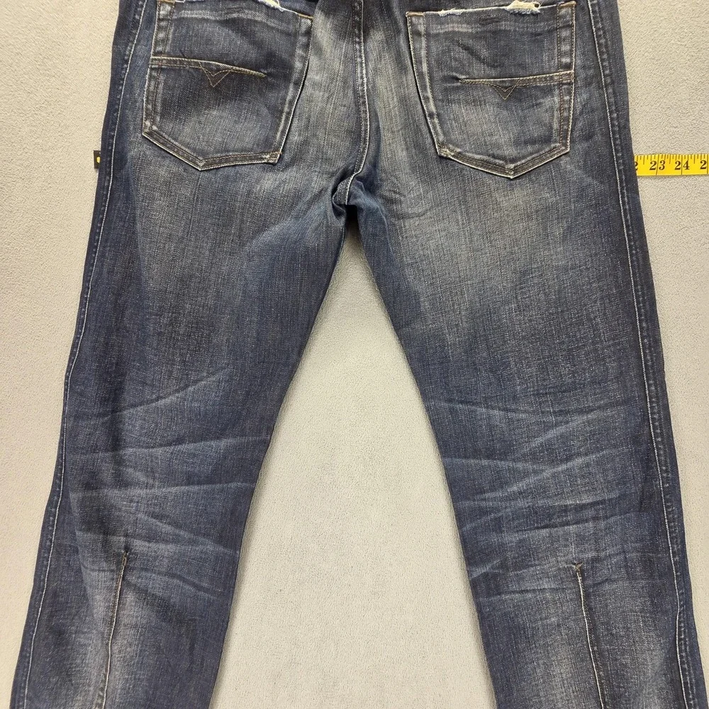Diesel Jeans Mens 32x32 Blue Dughan Button Fly Made In Italy Altered Hem 008IW